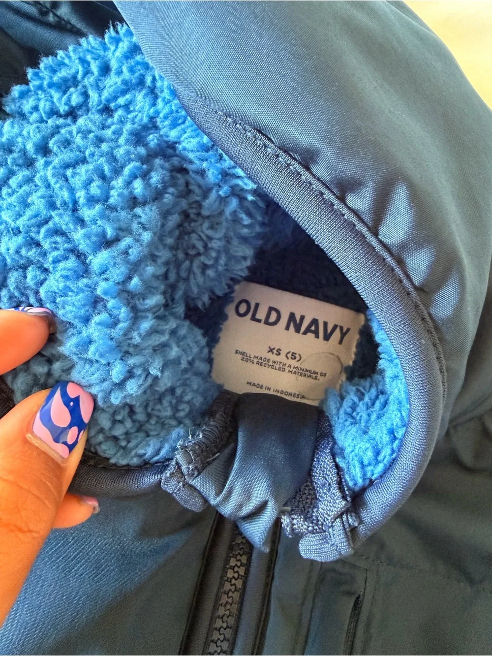 Kids Blue Sherpa Fleece Hooded Jacket 5T
